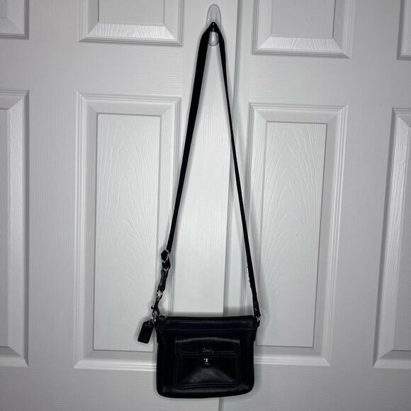 Coach Poppy Turnlock Crossbody Black Leather - Picture 2 of 12